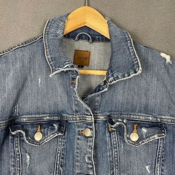 Joe's Biker Trucker Vest Womens Large Blue Denim Grunge Classic Moto Vintage - Picture 8 of 16